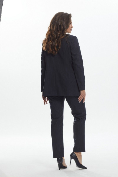 Синий костюм 2-ка жакет и брюки с карманами и подкладкой MALI 722-121 синий_в_полоску - фото 12