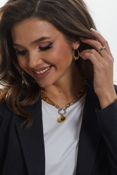 Синий костюм 2-ка жакет и брюки с карманами и подкладкой MALI 722-121 синий_в_полоску - фото 9