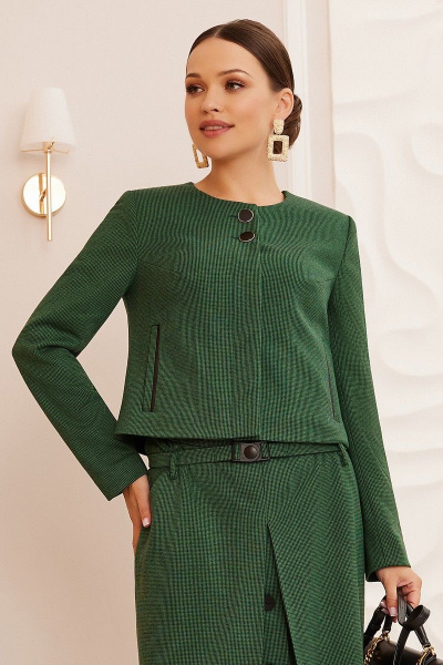 Круглогодичный жакет и юбка с карманами и складками Lissana 4780 зеленый - фото 6