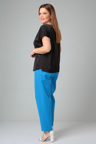 Блуза женская прямого силуэта с разрезами на каждый день Bliss 8701 черный - фото 6