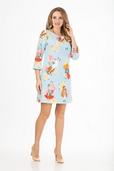 Платье с геометричным принтом и разрезом в юбке Anelli 810 зонтики - фото 2