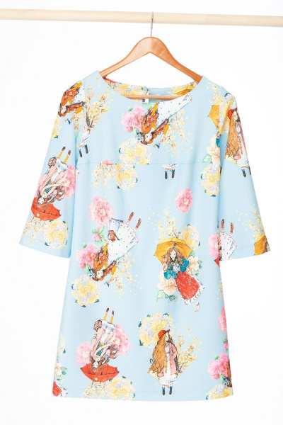 Платье с геометричным принтом и разрезом в юбке Anelli 810 зонтики - фото 3