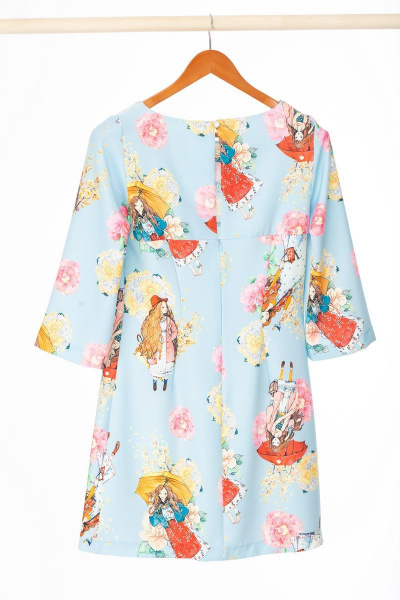 Платье с геометричным принтом и разрезом в юбке Anelli 810 зонтики - фото 4