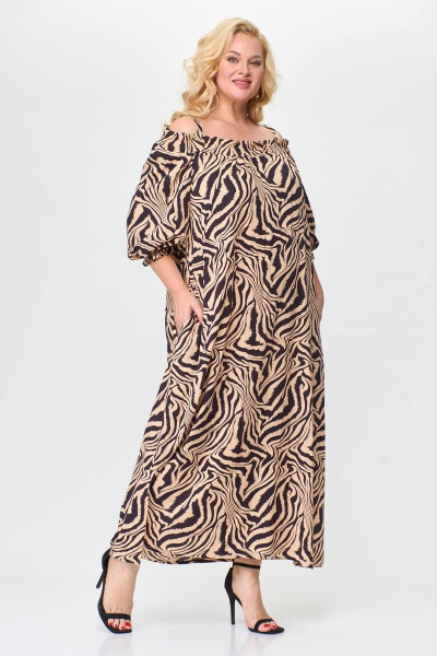 Платье Abbi 1011 бежево-черный - фото 2