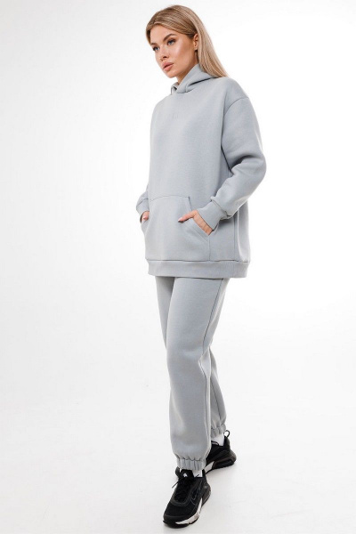 Брюки и худи спортивный костюм из футера серый GO F3039/29-01.170-176 - фото 1