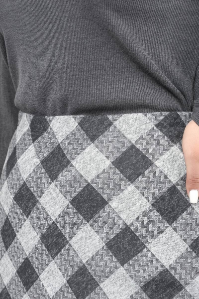 Юбка карандаш из трикотажа в клетку La rouge 7052 серый-(клетка) - фото 4