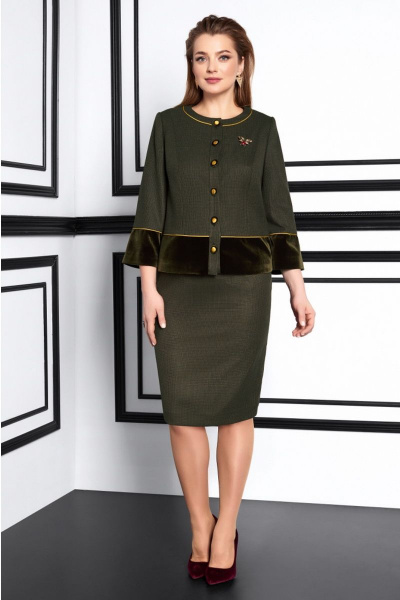 Жакет, юбка Lissana 3963 олива - фото 2