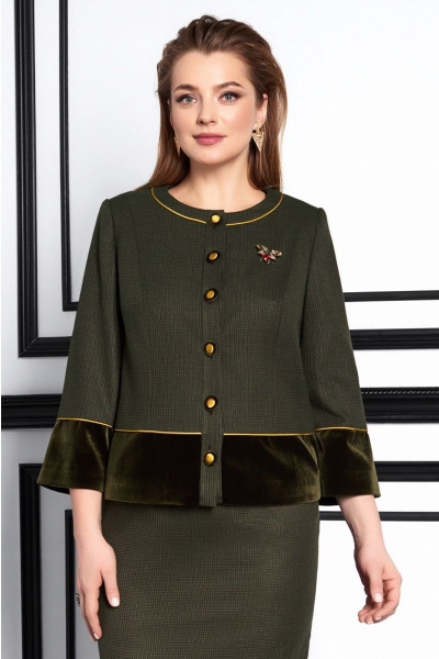 Жакет, юбка Lissana 3963 олива - фото 3