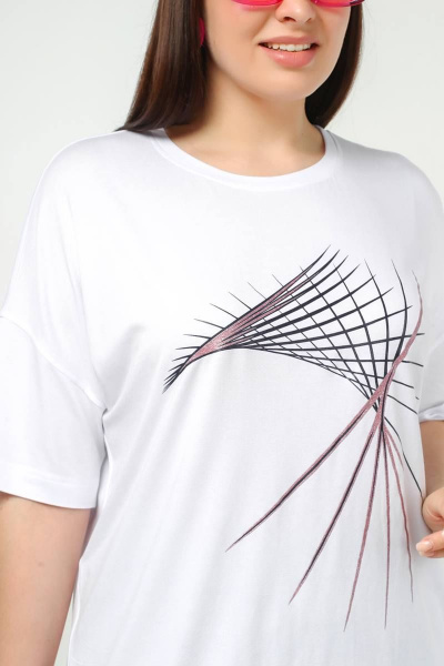 Летняя майка со спущенной линией плеча из вискозы La rouge 3267 белый-(абстракция) - фото 6