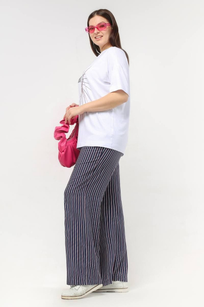 Летняя майка со спущенной линией плеча из вискозы La rouge 3267 белый-(абстракция) - фото 4