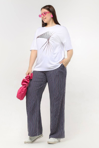 Летняя майка со спущенной линией плеча из вискозы La rouge 3267 белый-(абстракция) - фото 3