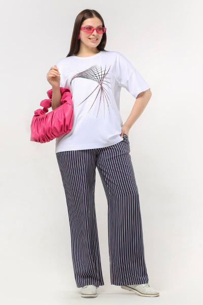 Летняя майка со спущенной линией плеча из вискозы La rouge 3267 белый-(абстракция) - фото 2