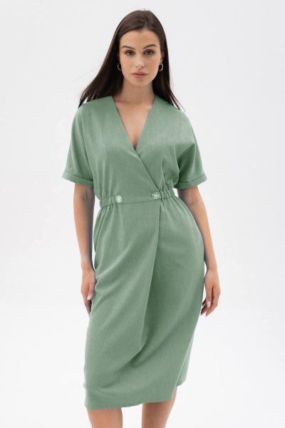 Платье масами с запахом и мягкими складками ARTiMODA 323-07 хаки - фото 1