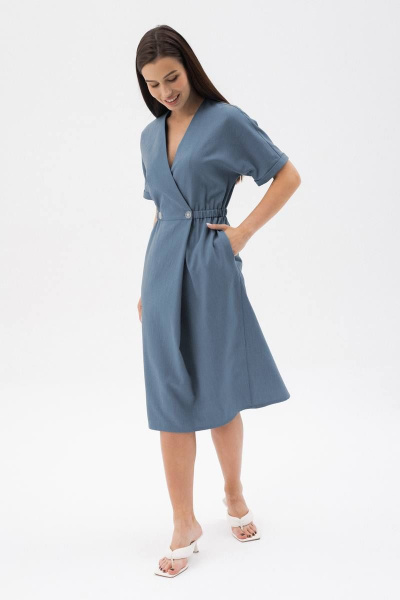 Платье масами с запахом и длиной миди ARTiMODA 323-07 джинсовый_меланж - фото 4
