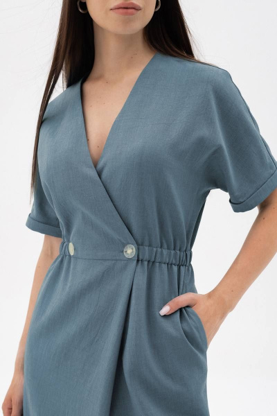 Платье масами с запахом и длиной миди ARTiMODA 323-07 джинсовый_меланж - фото 2