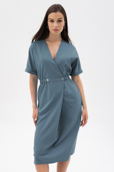 Платье масами с запахом и длиной миди ARTiMODA 323-07 джинсовый_меланж - фото 1