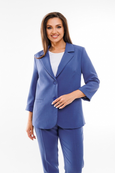 Костюм женский 3-предметный с зауженными брюками и жакетом SandyNa 130558 джинс - фото 5