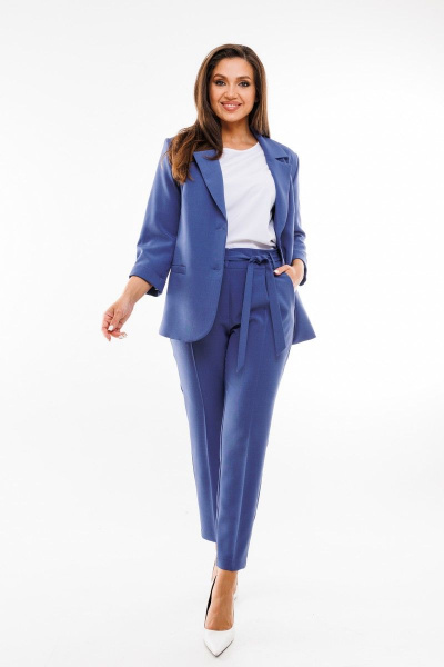 Костюм женский 2-предметный с зауженными брюками и жакетом SandyNa 130561 джинс - фото 2