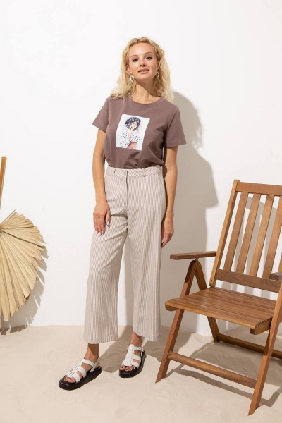 Летний хлопковый джемпер и майка в коричневом цвете Femme & Devur 30724 1.31F(170) - фото 5