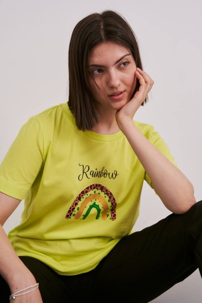 Летний хлопковый джемпер и майка в ярком желтом цвете Femme & Devur 30533 1.46F(170) - фото 5