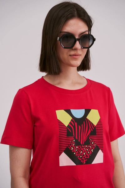 Летний хлопковый джемпер и майка в ярком красном цвете Femme & Devur 30533 1.13F(170) - фото 3