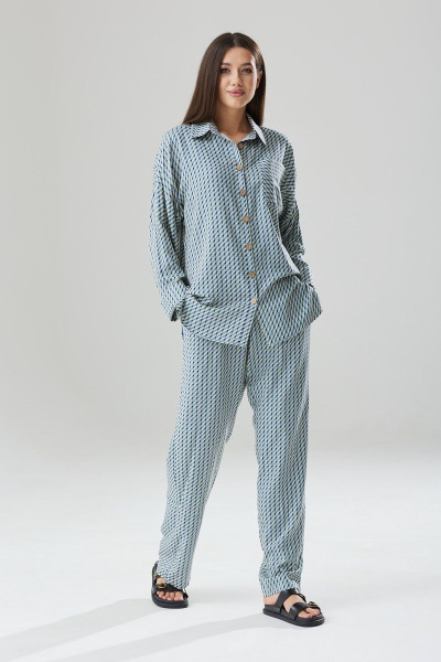 Комплект из блузы и брюк с разрезами и свободным силуэтом Ларс Стиль 805 - фото 1