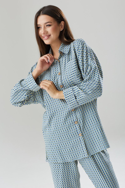 Комплект из блузы и брюк с разрезами и свободным силуэтом Ларс Стиль 805 - фото 2