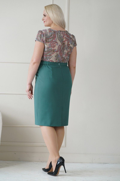 Блуза, жакет, юбка Alani Collection 1935 олива - фото 9