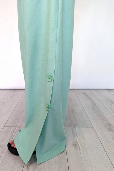 Летний костюм палаццо с открытыми плечами и V-образным вырезом Patriciа 02-5402 мятный - фото 4