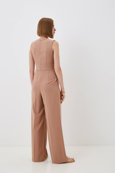 Комбинезон бежевый классика палаццо для торжественных мероприятий Patriciа 02-5548 бежевый - фото 3