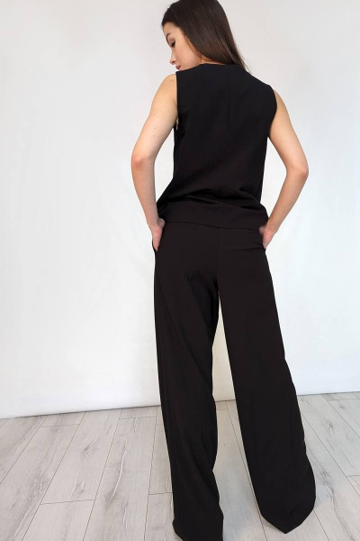 Брюки палаццо широкие из текстиля для стильного образа Patriciа 02-5570 черный - фото 4