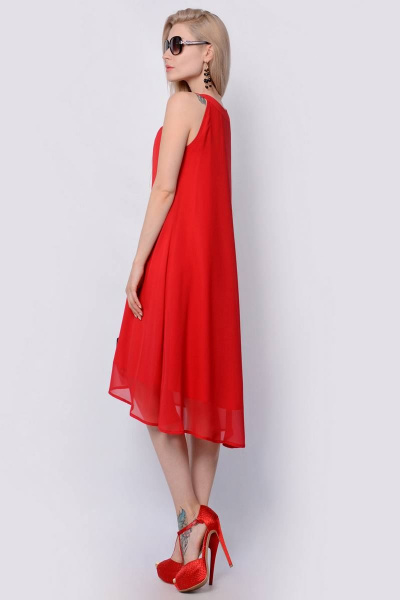 Платье из шифона с асимметричным низом и подкладкой Patriciа C14237 пурпурный - фото 2