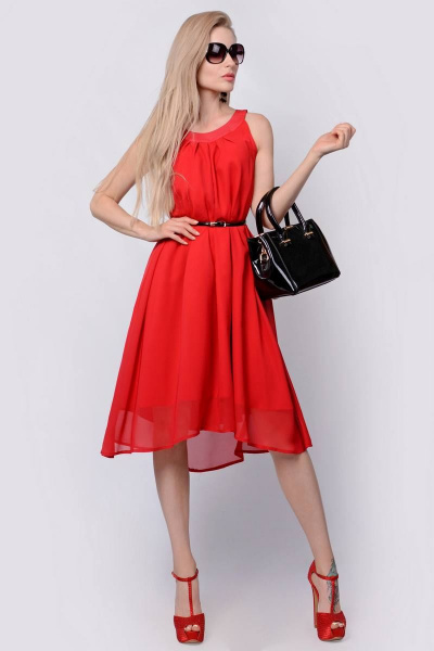 Платье из шифона с асимметричным низом и подкладкой Patriciа C14237 пурпурный - фото 1