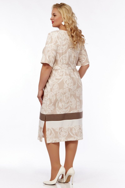 Платье прямого силуэта с разрезами летнее Belinga 1216 бежевый - фото 3