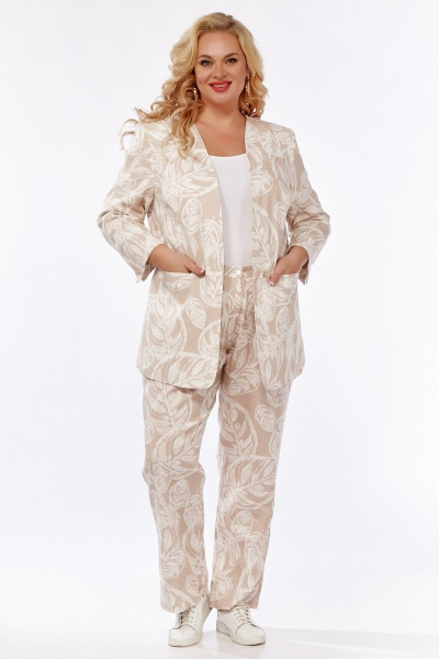 Костюм двухпредметный бежевый с жакетом и брюками Belinga 2271 бежевый - фото 1