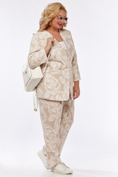 Костюм двухпредметный бежевый с жакетом и брюками Belinga 2271 бежевый - фото 7