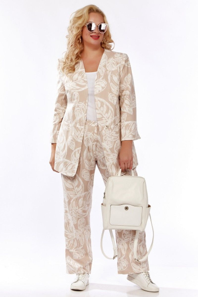 Костюм двухпредметный бежевый с жакетом и брюками Belinga 2271 бежевый - фото 2