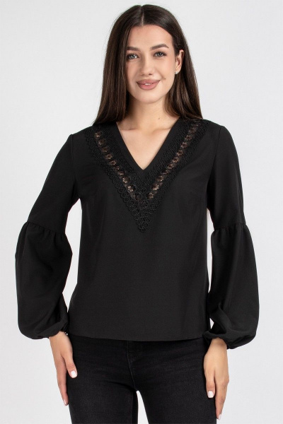 Черная кружевная блузка на каждый день и праздник VIZAVI 691 черный - фото 4