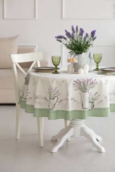 Круглая лавандовая скатерть в стиле прованс Listelle 511903 - фото 6
