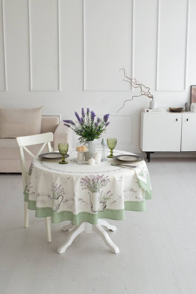 Круглая лавандовая скатерть в стиле прованс Listelle 511903 - фото 9