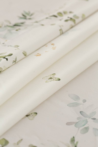 Круглая белая скатерть с изумрудной каймой 170см для стола Listelle 512107 - фото 7