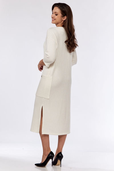 Платье из трикотажа с карманом и боковым разрезом Michel chic 2135 молочный - фото 2