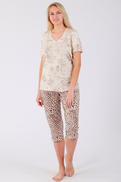 Капри и майка из вискозы в домашнем стиле Belarusachka РС4108 азалия - фото 3