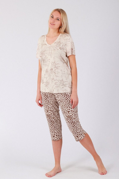 Капри и майка из вискозы в домашнем стиле Belarusachka РС4108 азалия - фото 1