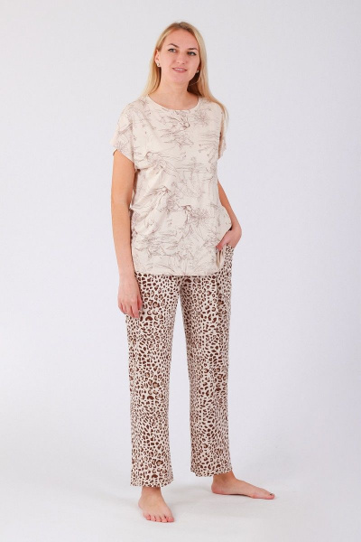 Комплект блуза и юбка из трикотажа для дома Belarusachka РС4109 азалия - фото 2