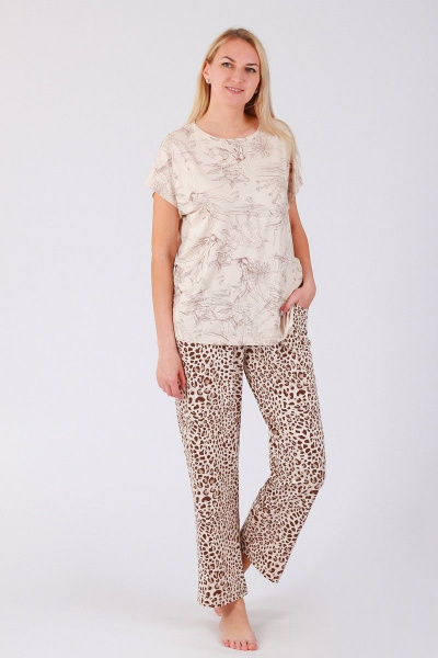 Комплект блуза и юбка из трикотажа для дома Belarusachka РС4109 азалия - фото 1