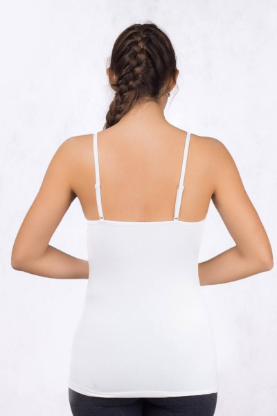 Маечная топ из хлопка на узких бретелях Verally 304-4 белый - фото 2