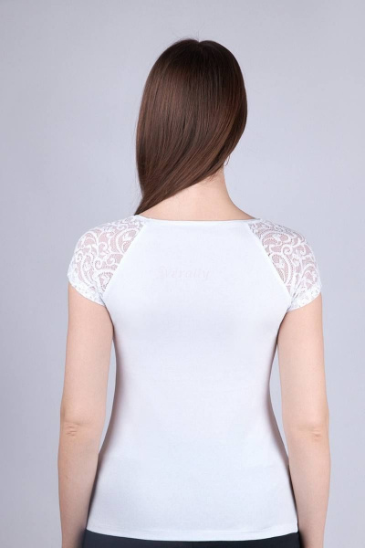 Майка с кружевом из хлопкового полотна Verally 335-2 белый - фото 2