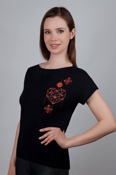 Хлопковый джемпер с коротким рукавом и простым кроем Verally 433П-2 сердце - фото 3