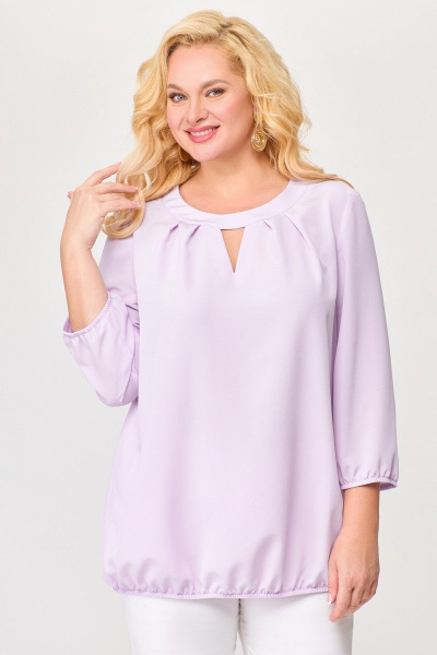Блузка из текстиля в фиолетовых оттенках с встречными складками Swallow 673.1 - фото 15